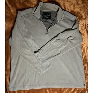 Eddie Bauer Men's Quarter-zip Pullover Sage Green Size XXL Long Sleeve Cotton